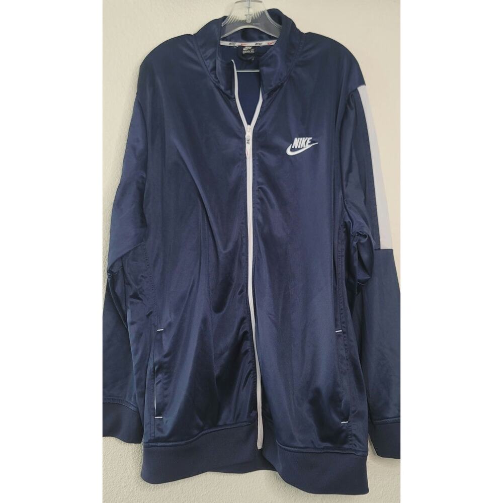 Navy Blue Nike Full-zip tTack Jacket White Side Stripe Men's Size 4X Athlesiure
